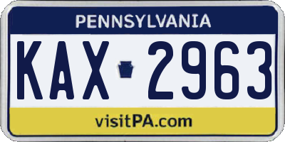 PA license plate KAX2963