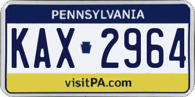 PA license plate KAX2964