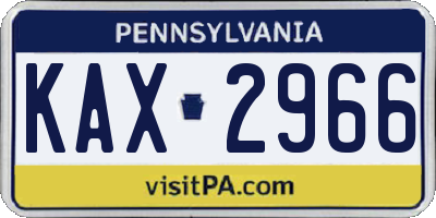 PA license plate KAX2966