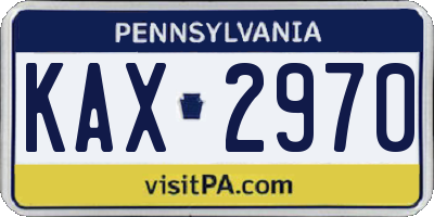 PA license plate KAX2970