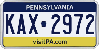 PA license plate KAX2972
