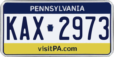 PA license plate KAX2973
