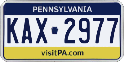 PA license plate KAX2977