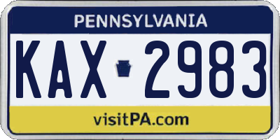 PA license plate KAX2983