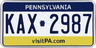 PA license plate KAX2987