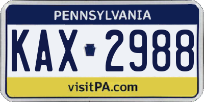 PA license plate KAX2988