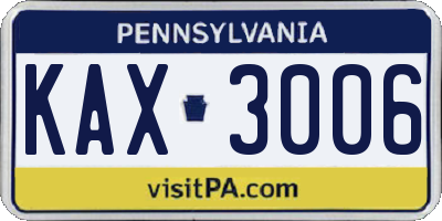 PA license plate KAX3006