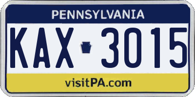 PA license plate KAX3015