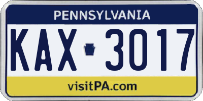 PA license plate KAX3017
