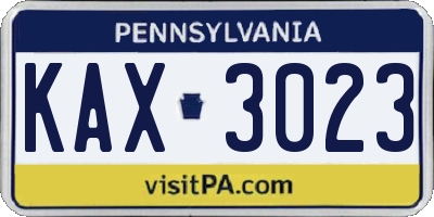 PA license plate KAX3023