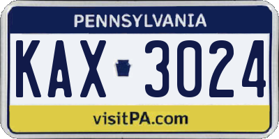 PA license plate KAX3024
