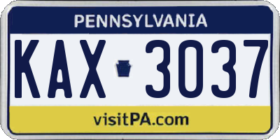 PA license plate KAX3037