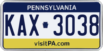 PA license plate KAX3038