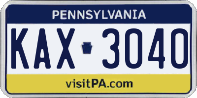 PA license plate KAX3040