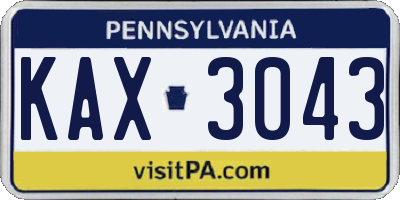 PA license plate KAX3043