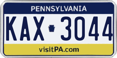 PA license plate KAX3044