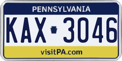 PA license plate KAX3046
