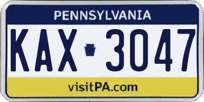 PA license plate KAX3047