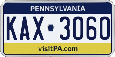 PA license plate KAX3060