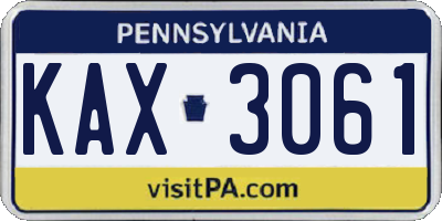 PA license plate KAX3061