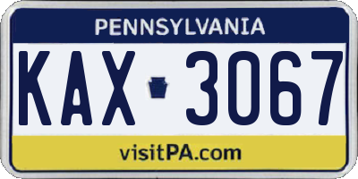 PA license plate KAX3067