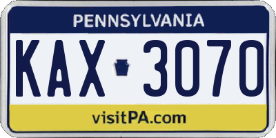 PA license plate KAX3070