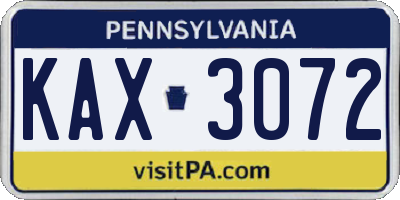 PA license plate KAX3072