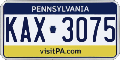 PA license plate KAX3075