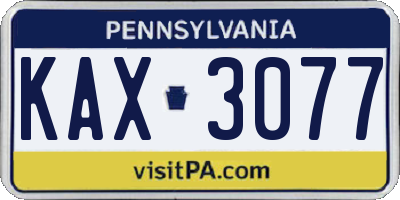 PA license plate KAX3077