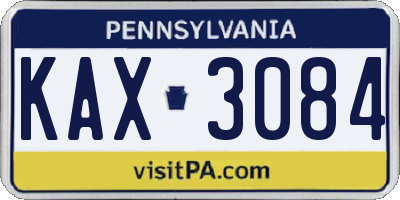 PA license plate KAX3084