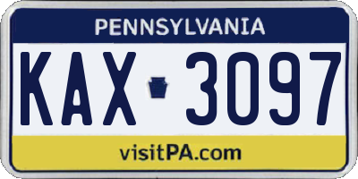 PA license plate KAX3097