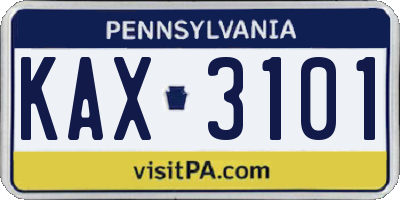 PA license plate KAX3101