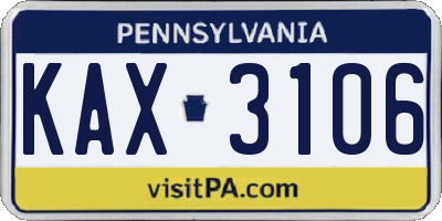 PA license plate KAX3106