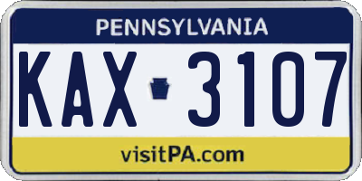 PA license plate KAX3107