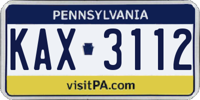 PA license plate KAX3112