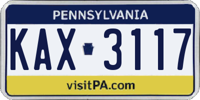 PA license plate KAX3117