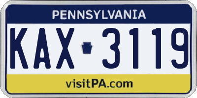 PA license plate KAX3119