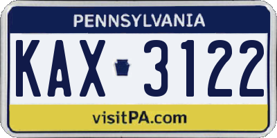 PA license plate KAX3122