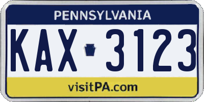 PA license plate KAX3123