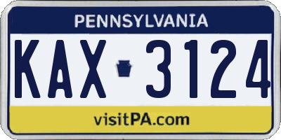 PA license plate KAX3124
