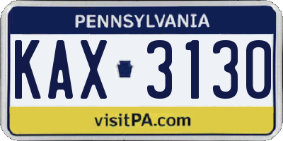 PA license plate KAX3130