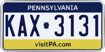 PA license plate KAX3131