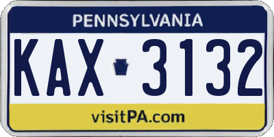 PA license plate KAX3132