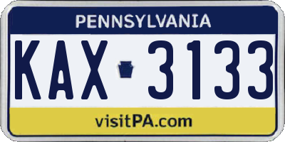 PA license plate KAX3133