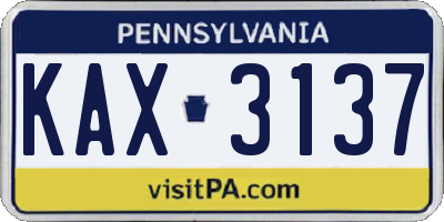 PA license plate KAX3137