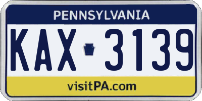PA license plate KAX3139