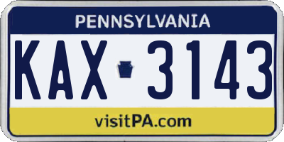 PA license plate KAX3143