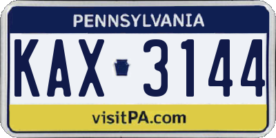PA license plate KAX3144