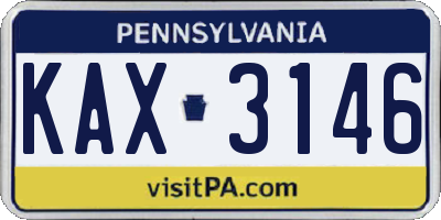 PA license plate KAX3146
