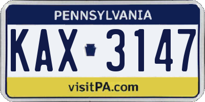 PA license plate KAX3147